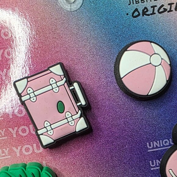 CROCS Meet Me In Palm Springs Summer Beach 5 Pack Jibbitz Shoe Charm Set NWT - Picture 3 of 5